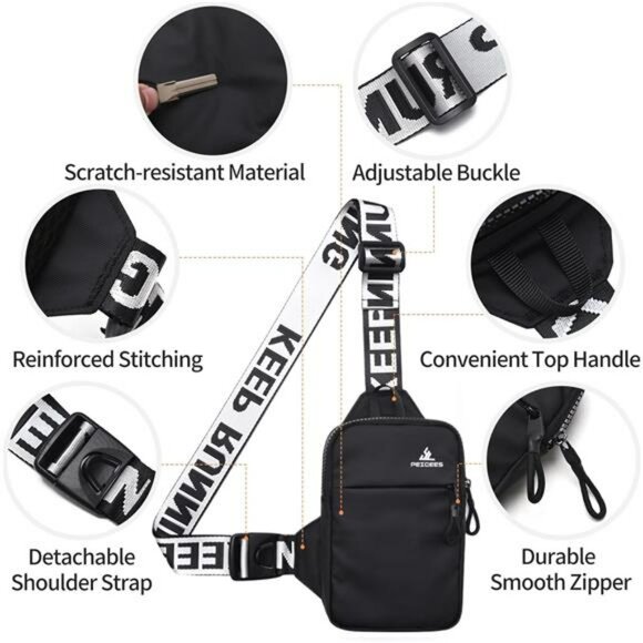 Mini Crossbody Sling Bag Chest Fanny Pack Water Resistant Phone Holder Travel - Picture 5 of 7